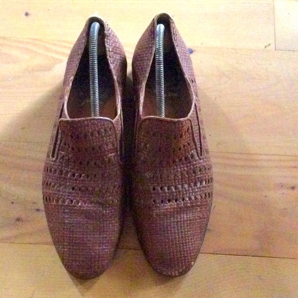 Stuart’s Dress Brown Moccasins Open Weave Leather, Comfy, Size 10 1/2 D